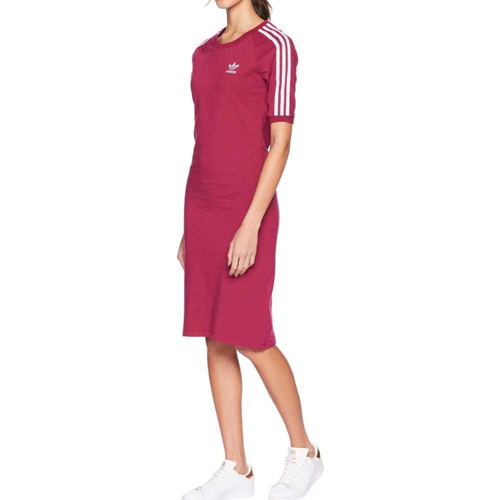 ADIDAS Originals Three Stripe Midi Ruby Dress - Picture 4 of 16